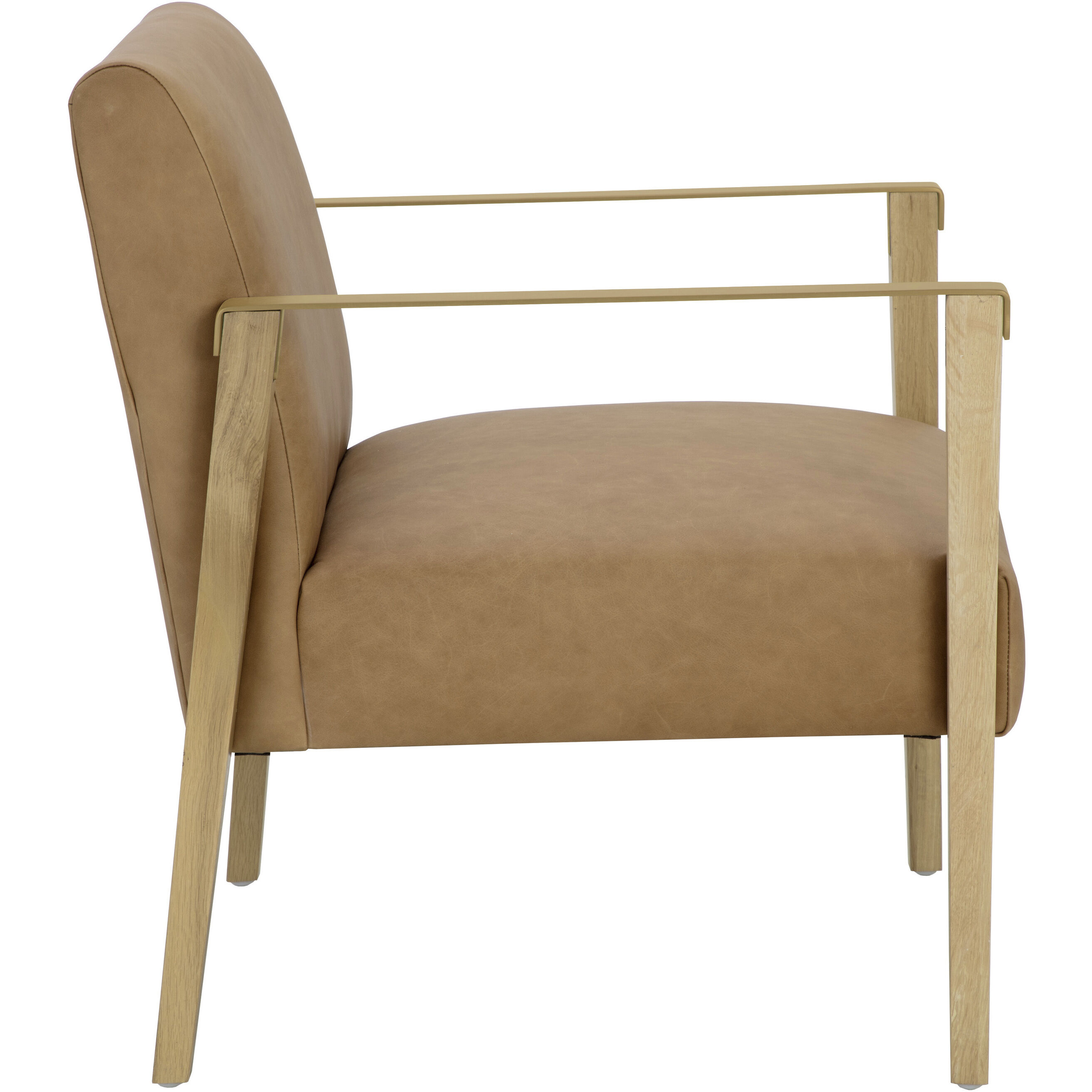 Earl Rustic Oak / Ludlow Sesame Leather Lounge Chair